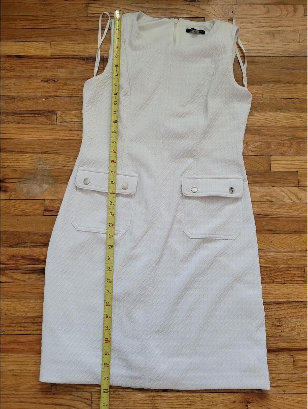 Tommy Hilfiger White Textured Sleeveless Shift Dress Size 10 Pockets Lined - Picture 3 of 9
